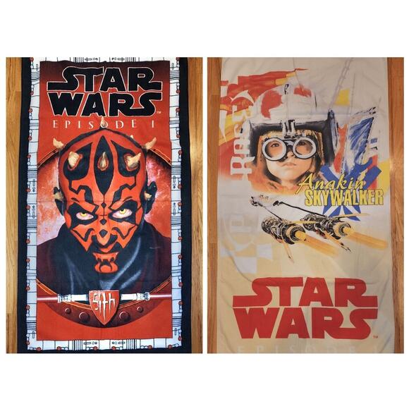 Vintage Star Wars Episode 1 Beach Towels Lot Of 2 Anakin Skywalker & Darth Maul - Picture 1 of 7